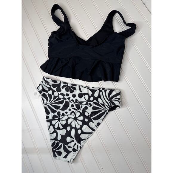 NWT Cupshe Two Peace Swimsuit Bikini Red & Black High Waisted Cheeky BUNDLE M - Picture 5 of 5